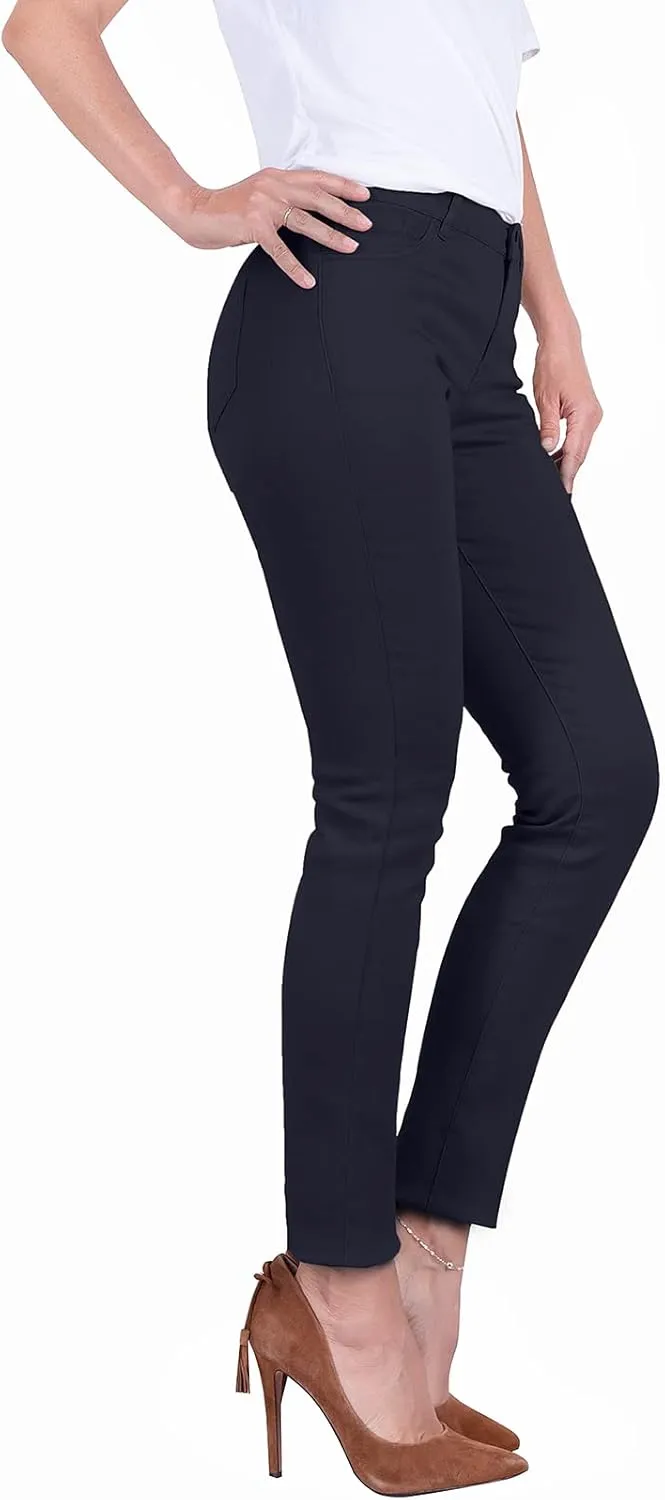 Women's Super Stretch Flexible Fit 5 Pocket Mid Rise Bermuda Pants