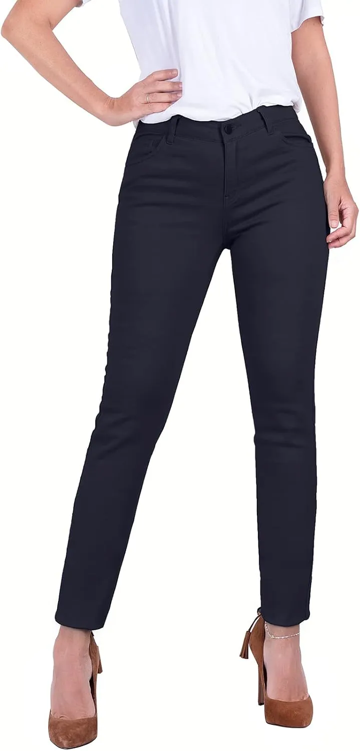 Women's Super Stretch Flexible Fit 5 Pocket Mid Rise Bermuda Pants