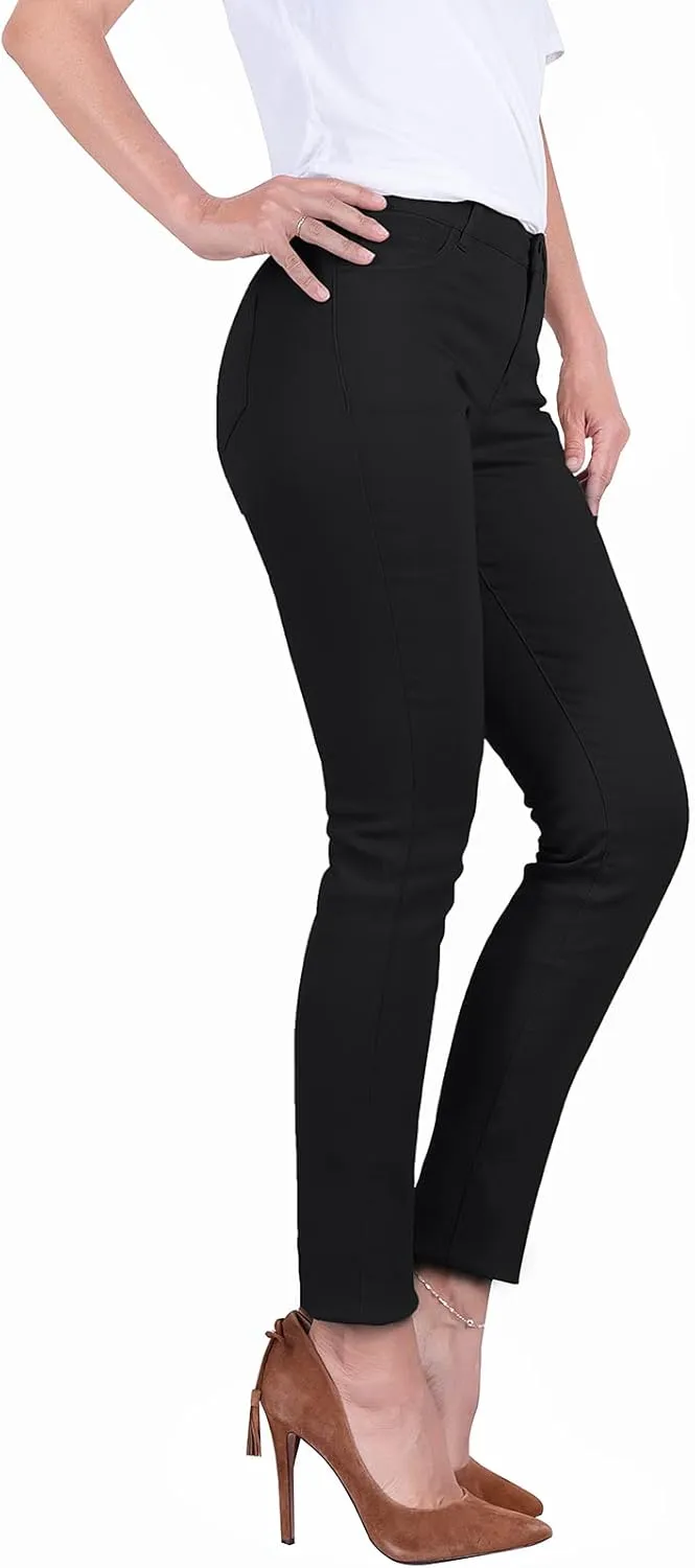Women's Super Stretch Flexible Fit 5 Pocket Mid Rise Bermuda Pants