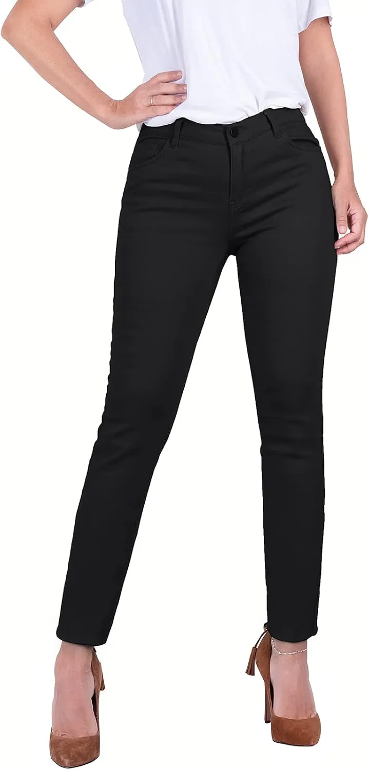 Women's Super Stretch Flexible Fit 5 Pocket Mid Rise Bermuda Pants