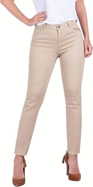 Women's Super Stretch Flexible Fit 5 Pocket Mid Rise Bermuda Pants