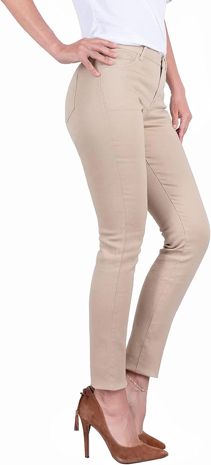Women's Super Stretch Flexible Fit 5 Pocket Mid Rise Bermuda Pants