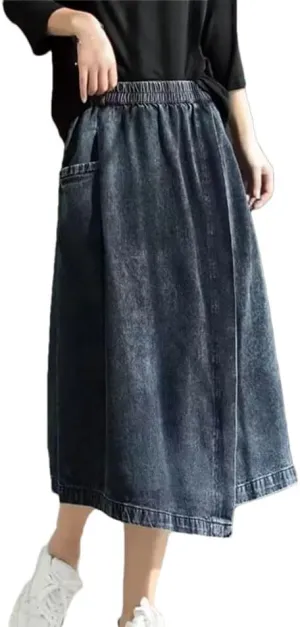 Women's Vintage Loose Denim Skirt Summer Streetwear Classic Casual A-Line Skirt Breathable Comfort Fit