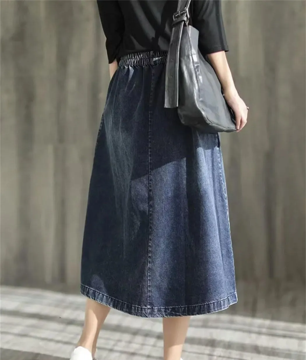 Women's Vintage Loose Denim Skirt Summer Streetwear Classic Casual A-Line Skirt Breathable Comfort Fit