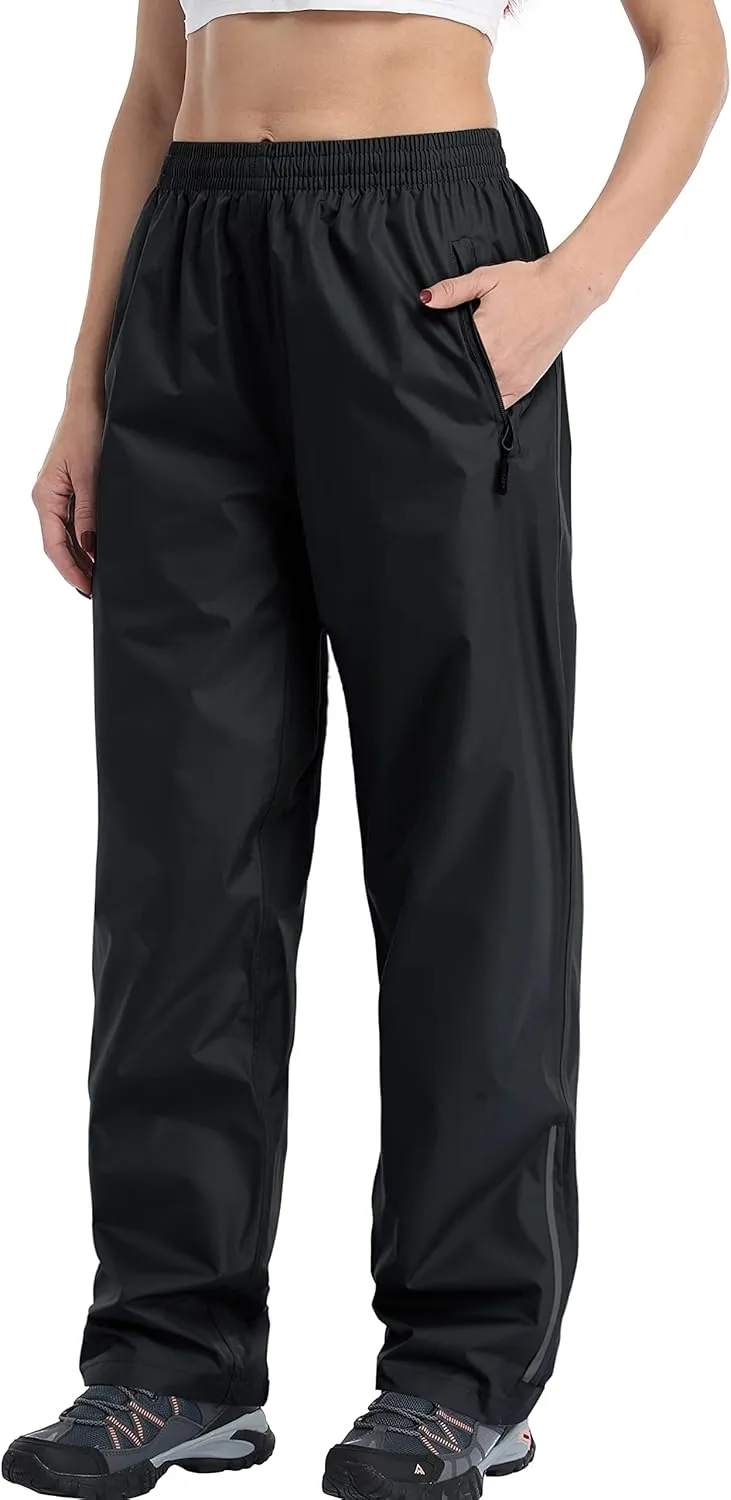Women's Waterproof, Reflective Windproof Rain Pants - Golf, Motorcycle, Hiking, Outdoor