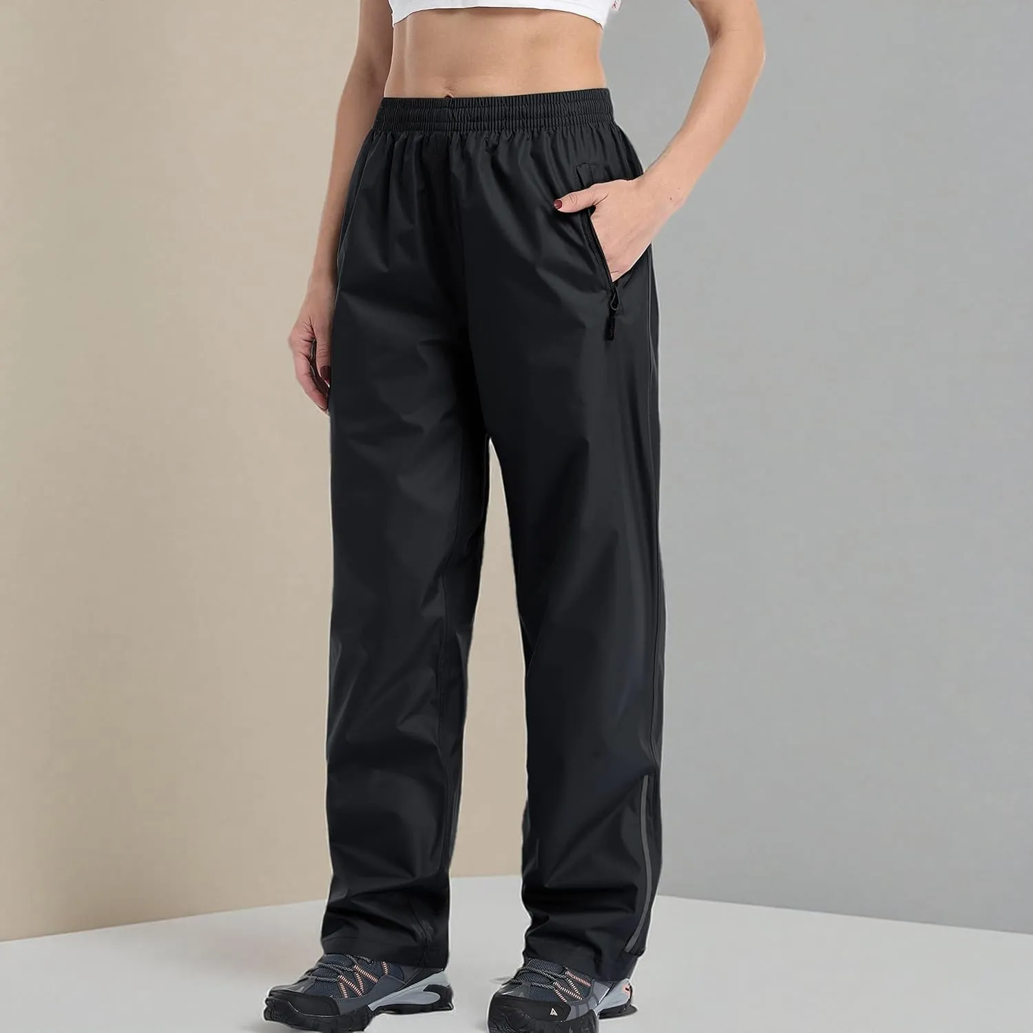 Women's Waterproof, Reflective Windproof Rain Pants - Golf, Motorcycle, Hiking, Outdoor