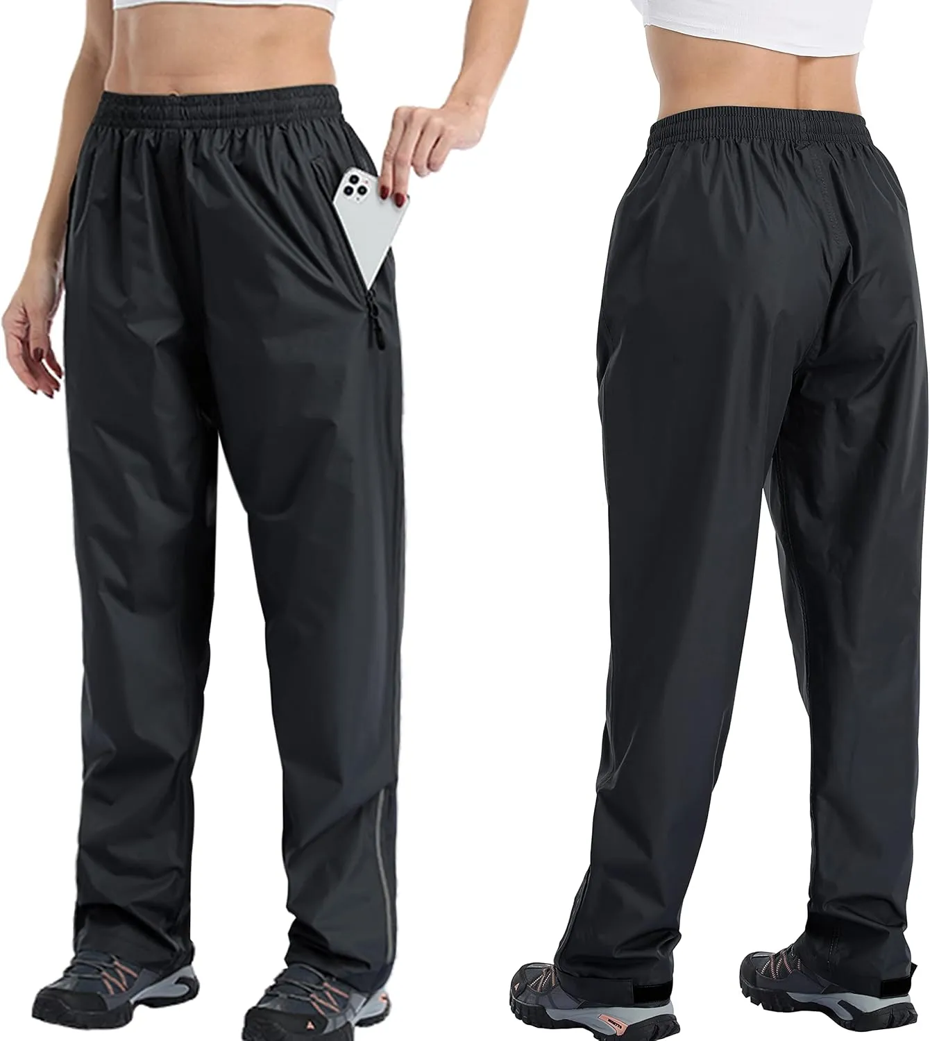 Women's Waterproof, Reflective Windproof Rain Pants - Golf, Motorcycle, Hiking, Outdoor