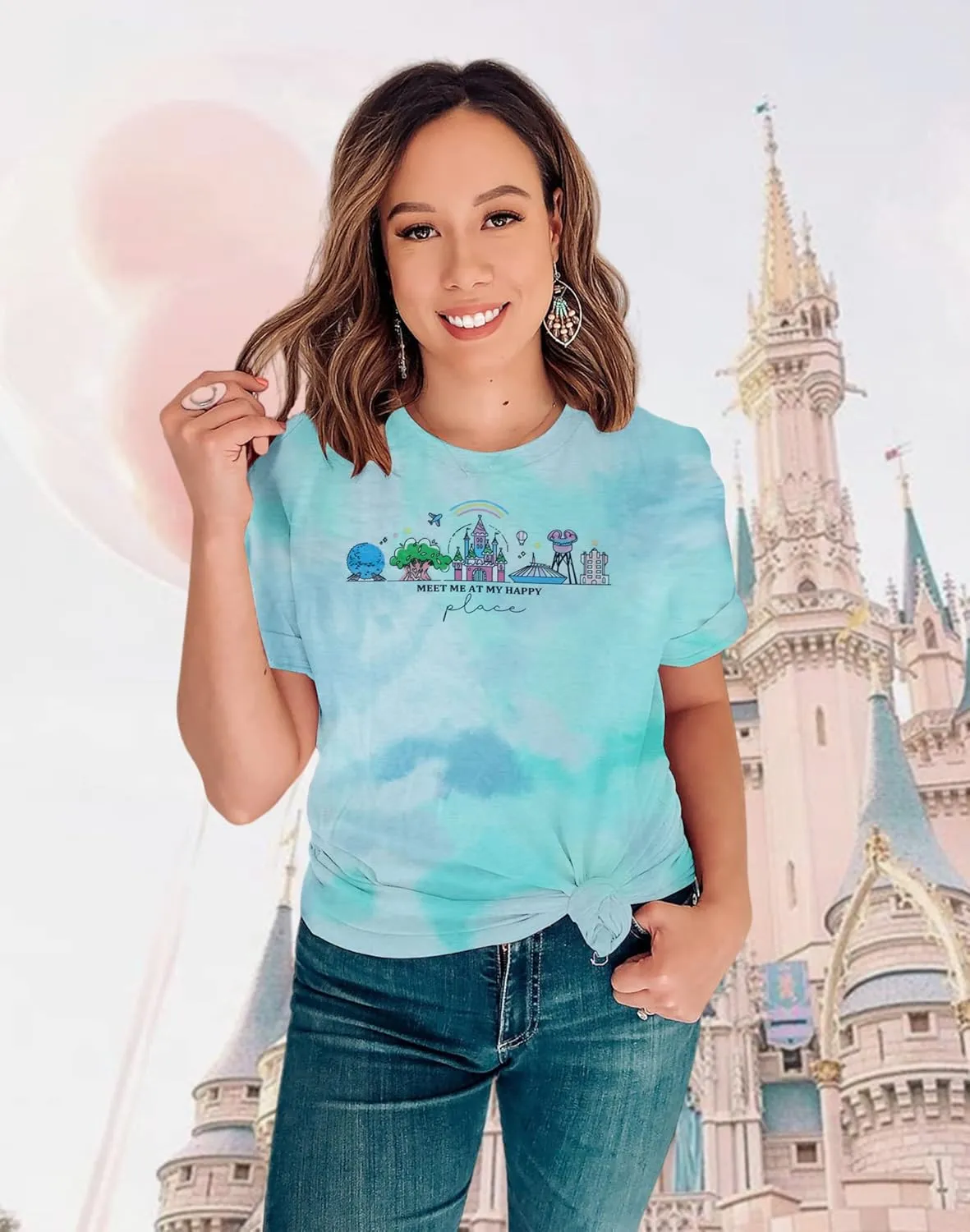 Womens World Traveler Shirt Magic Kingdom Graphic Tshirt Matching Trip T-Shirt Girl Vacation Hodilay Short Sleeve Top
