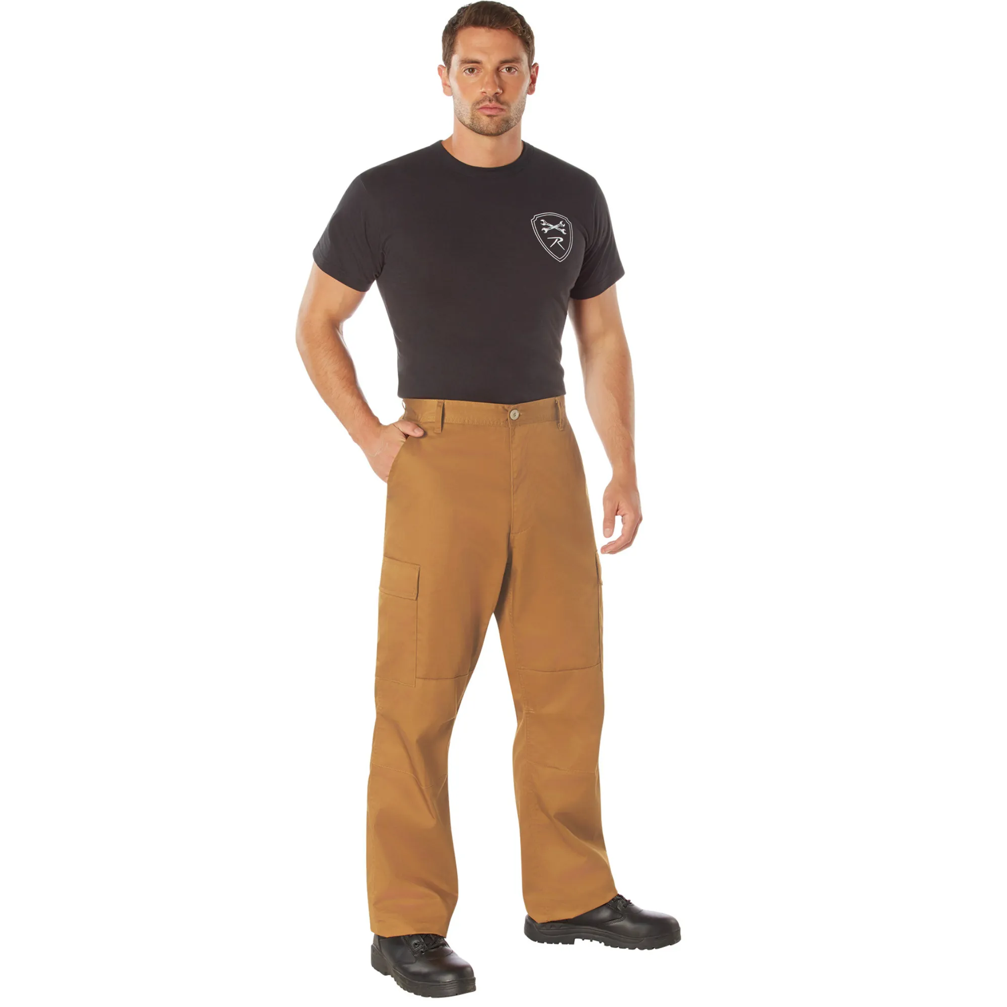 Work Brown - Tactical BDU Pants Relaxed Fit - Cotton Polyester Twill - Zipper Fly