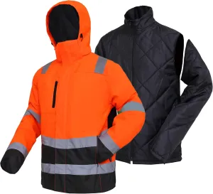 WORK IDEA High Visibility Reflective Jackets for Men Hi Vis Weatherproof 4- in-1