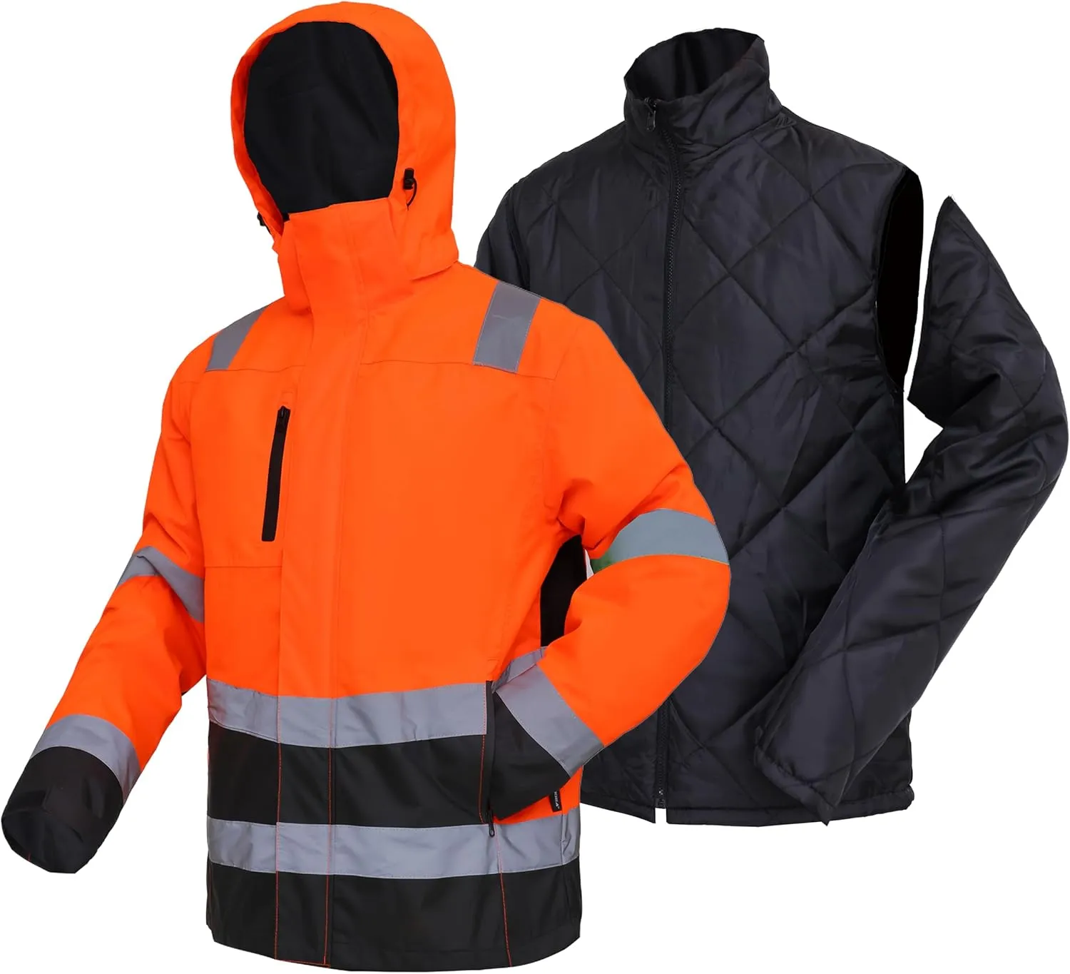 WORK IDEA High Visibility Reflective Jackets for Men Hi Vis Weatherproof 4- in-1