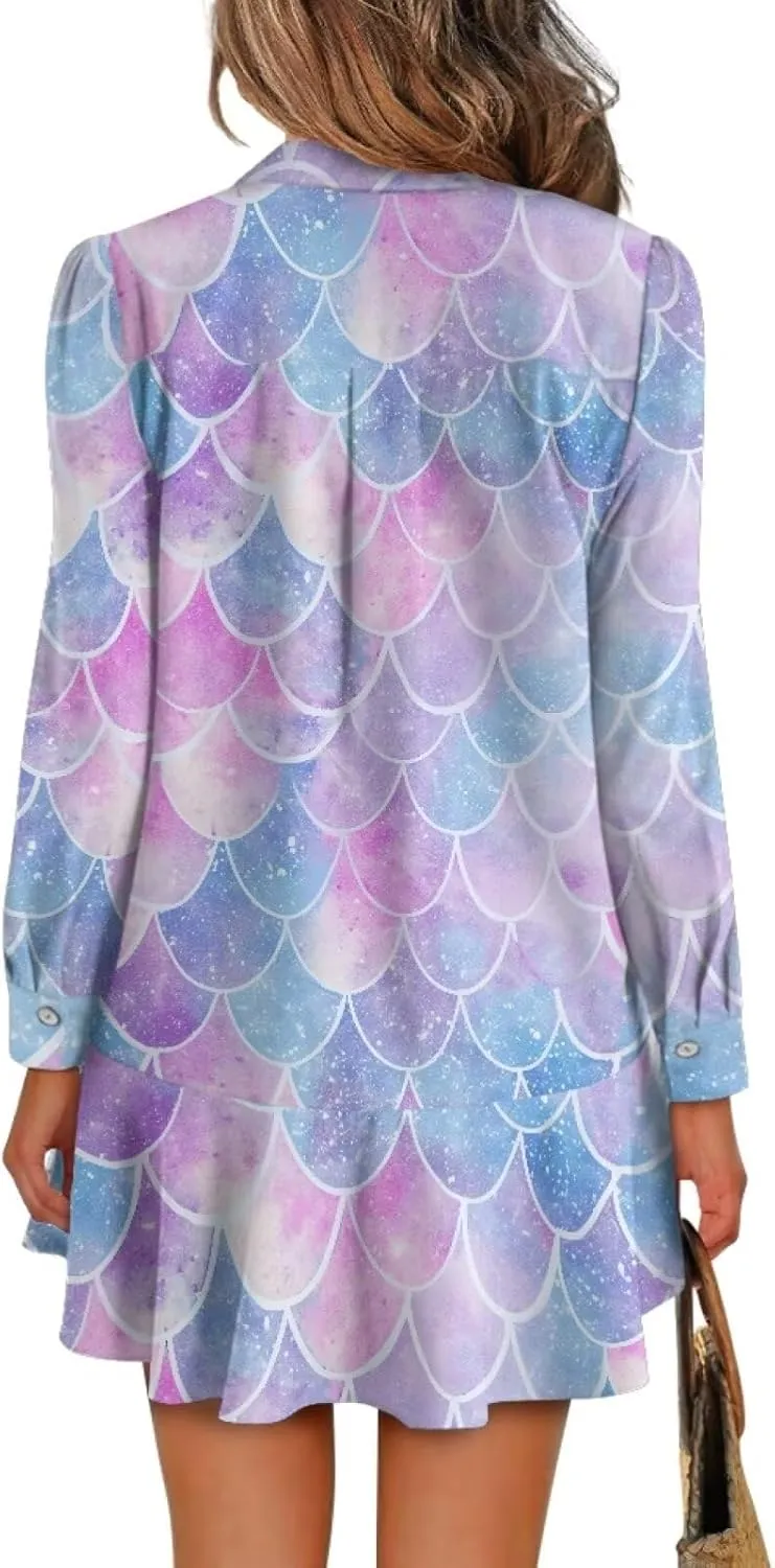Yewattles Womens 2024 Fall Long Sleeve Pullover Tops V Neck Fit Soft Sweatshirt Dress Casual Mini Dresses for Sport Work