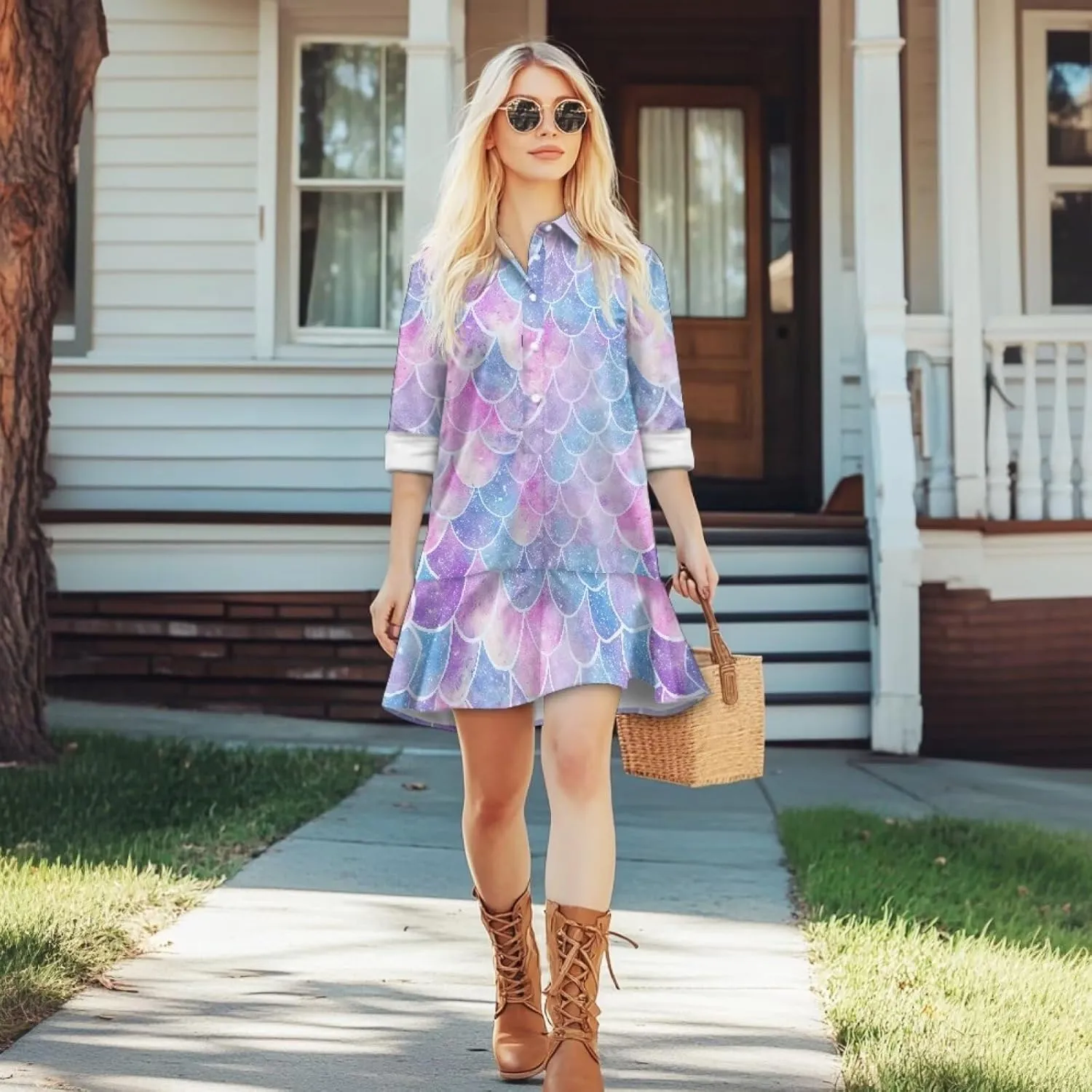Yewattles Womens 2024 Fall Long Sleeve Pullover Tops V Neck Fit Soft Sweatshirt Dress Casual Mini Dresses for Sport Work