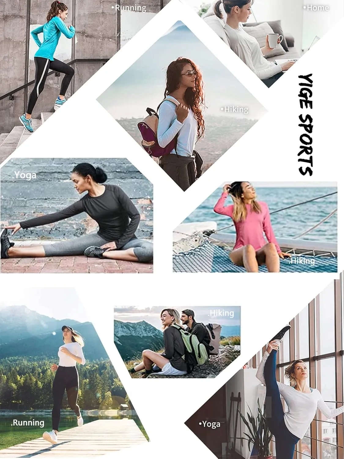 Yige Women's Long Sleeves Running Athletic Shirt Moisture Wicking Tops Crewneck Tee