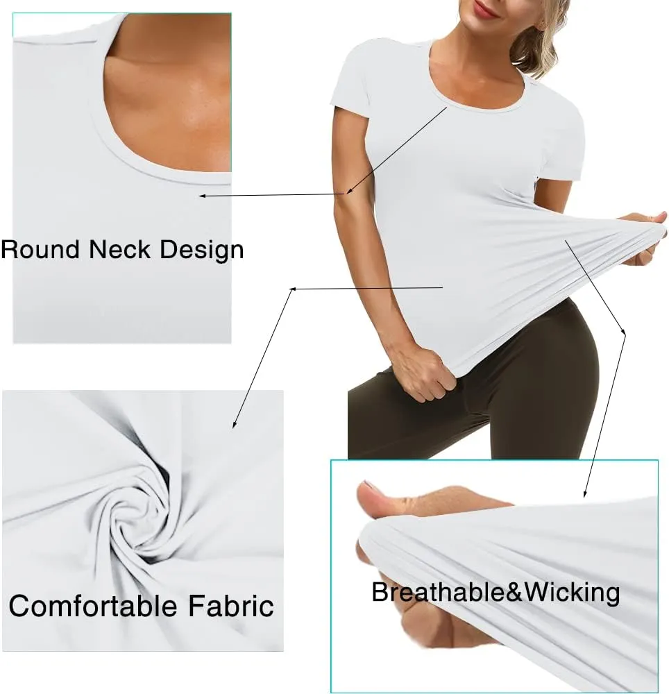 Yige Women's Short Sleeves Running Athletic Shirt Moisture Wicking Tops Crewneck Tee