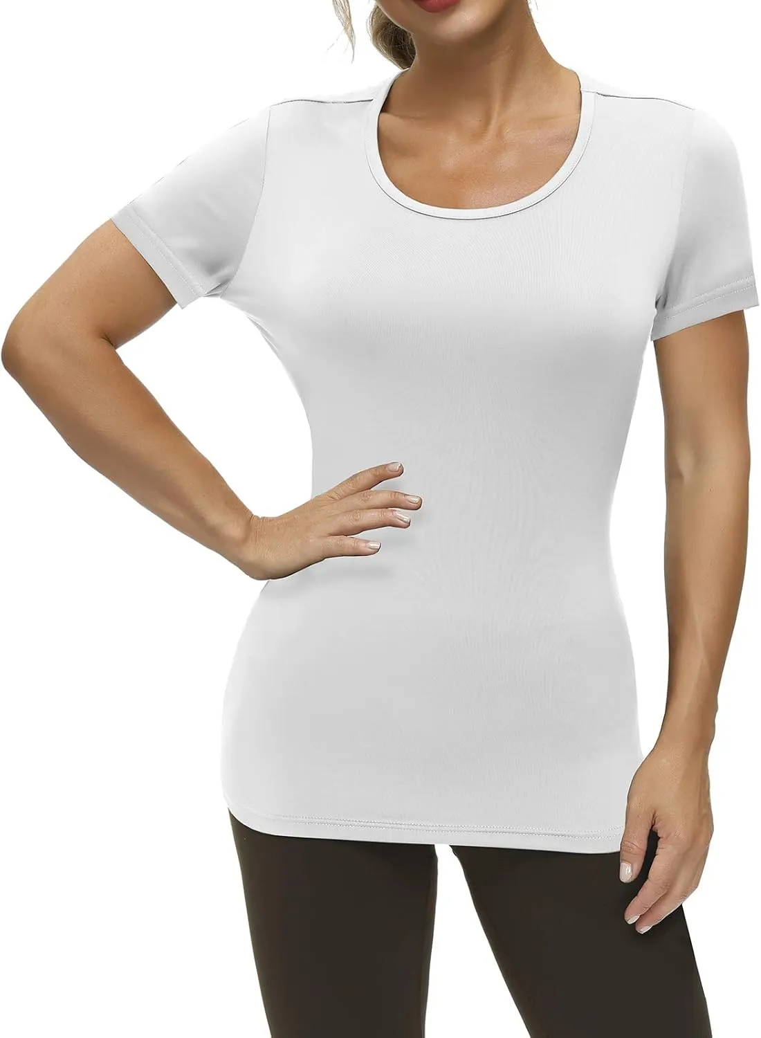 Yige Women's Short Sleeves Running Athletic Shirt Moisture Wicking Tops Crewneck Tee
