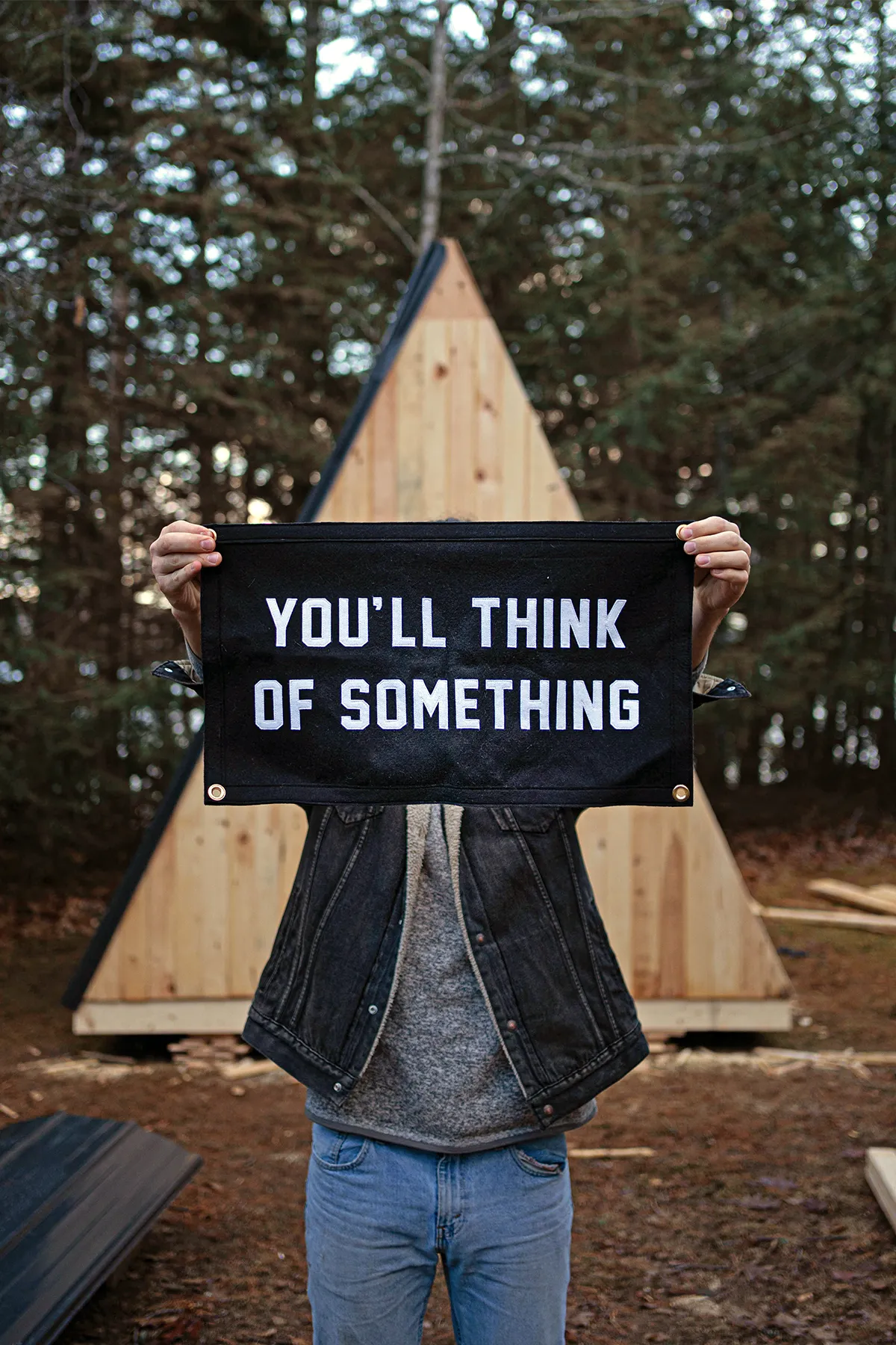 You'll Think of Something Stitched Banner
