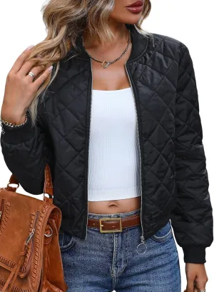 Ytfsrukp Lightweight Down Coat Long Sleeve Full Zipper Packable Short Puffer Jackets Quilted Lightweight Winter Warm