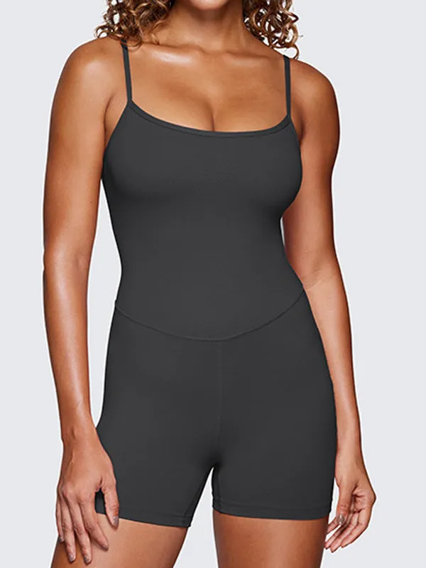 ZASUWA Female Backless U Collar Quick Dry Short Jumpsuit