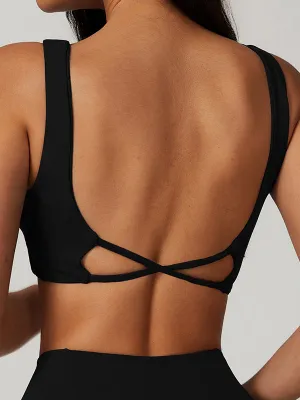 ZASUWA Female Cross Back Hollow Out Backless Quick Dry Sports Bras