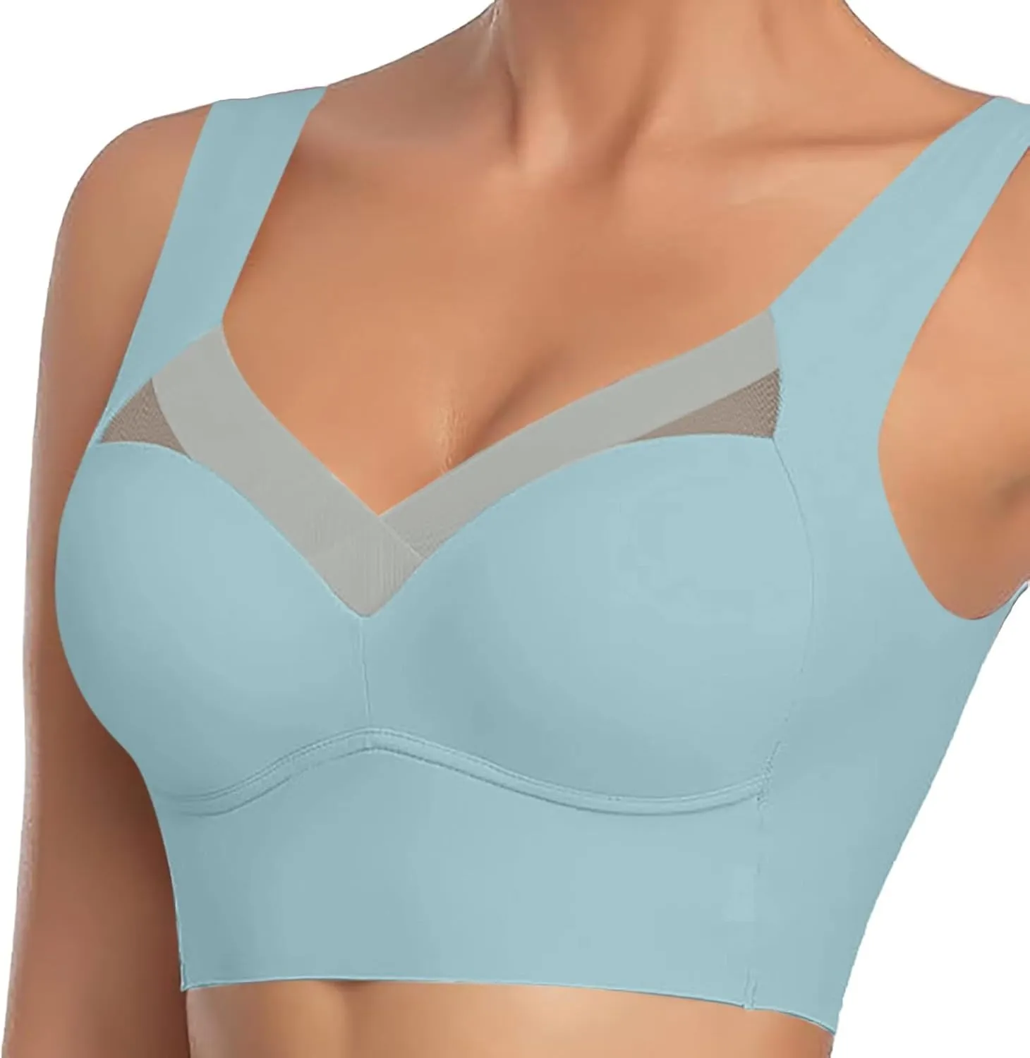 Zenchic Bras for Seniors Women Posture Correcting Plus Size Full Coverage Lace Bras Breathable Smooth Seamless Soft Bralettes