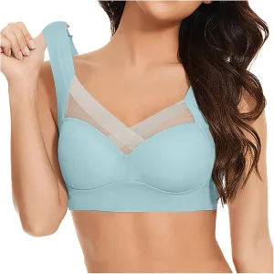 Zenchic Bras for Seniors Women Posture Correcting Plus Size Full Coverage Lace Bras Breathable Smooth Seamless Soft Bralettes