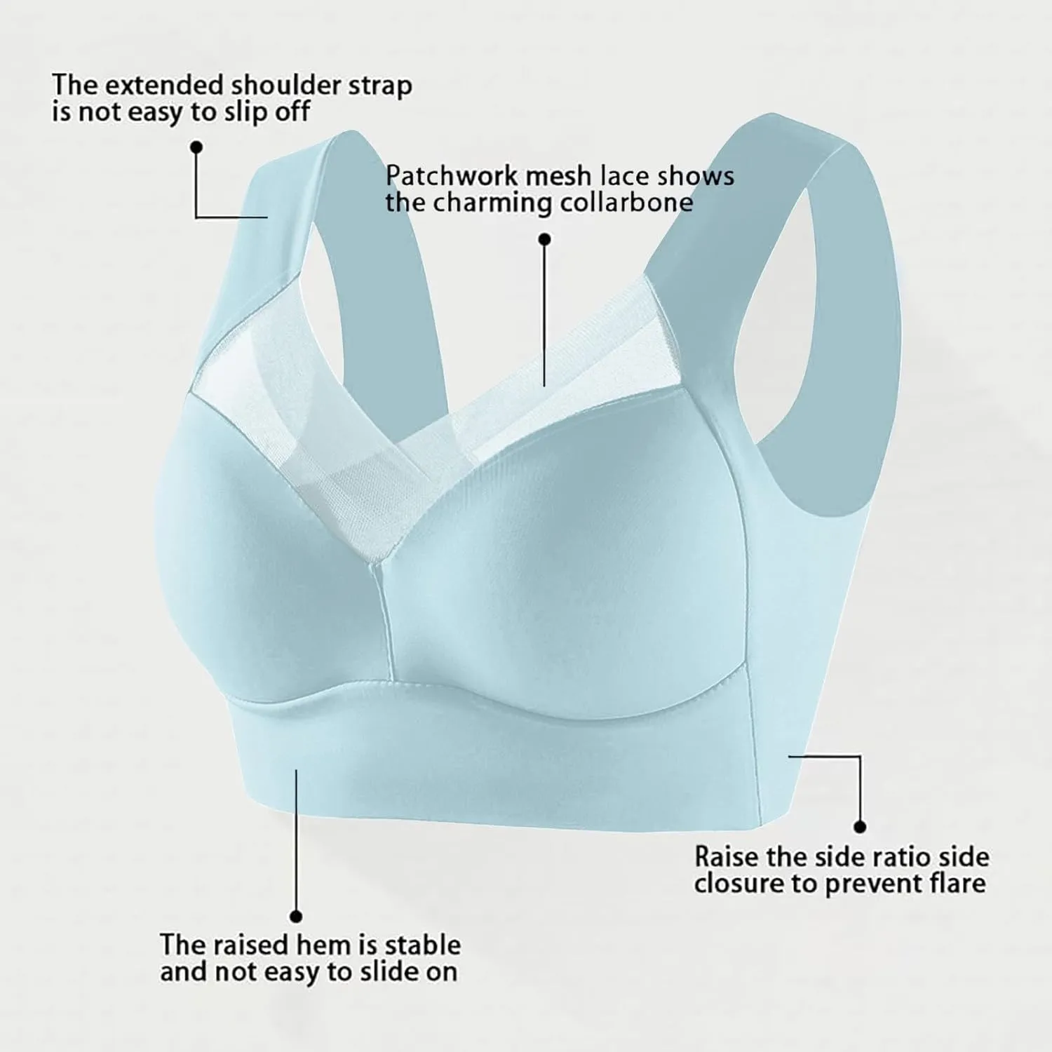 Zenchic Bras for Seniors Women Posture Correcting Plus Size Full Coverage Lace Bras Breathable Smooth Seamless Soft Bralettes